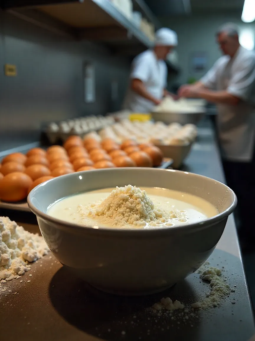 Frothy yeast mixture in a bowl, ready for cinnamon rolls.