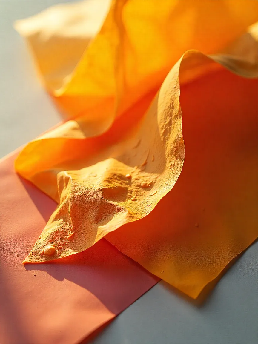 Futuristic edible paper: chocolate, dissolvable spoons, candy wrappers, and medicinal films promoting creativity and sustainability.