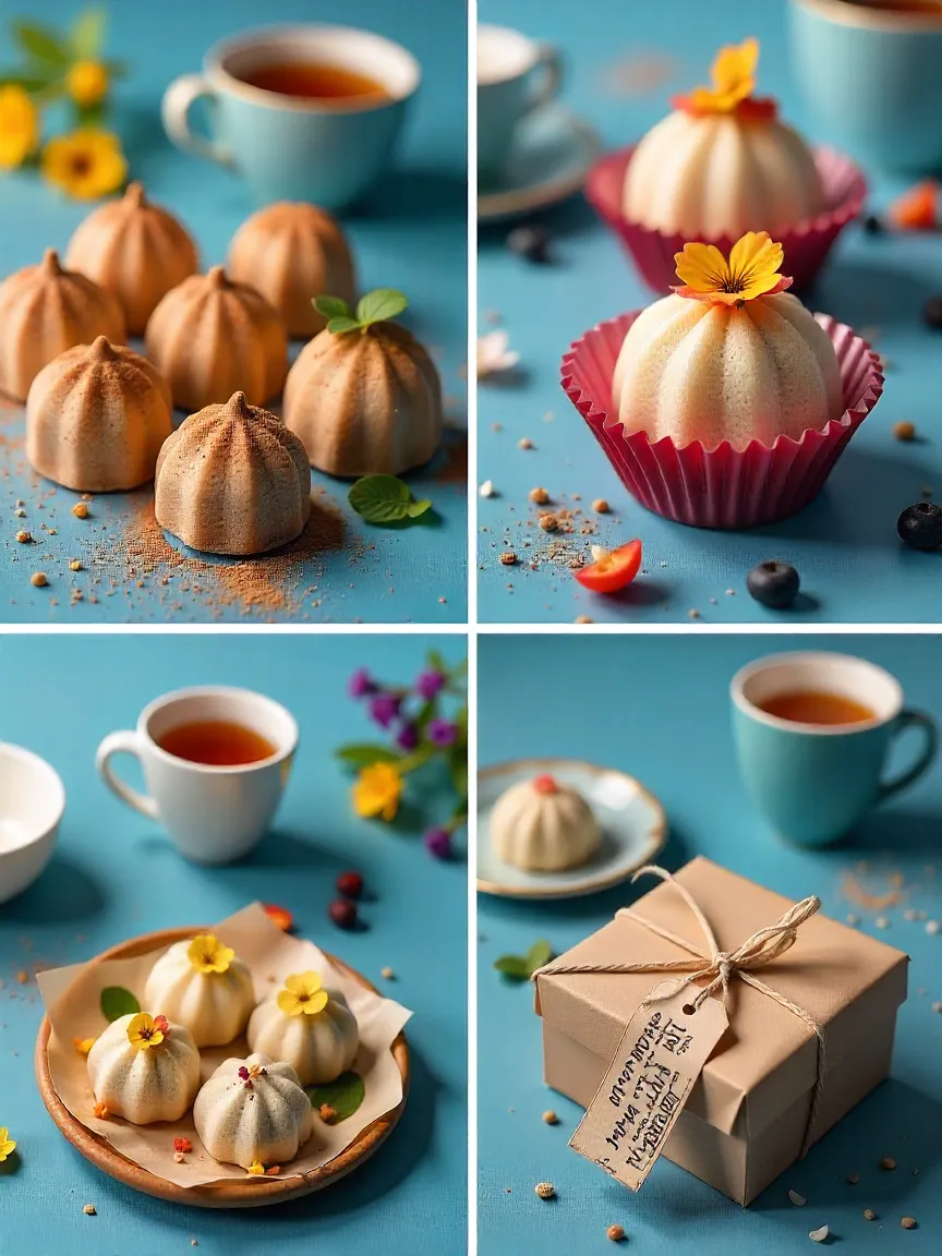 Fresh homemade mochi wrapped in plastic, stored in container, with microwave and freezer in kitchen background