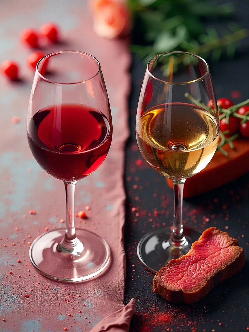 Split-screen image showing common wine pairing mistakes on the left and correct pairings on the right, illustrating dos and don’ts in wine pairing.