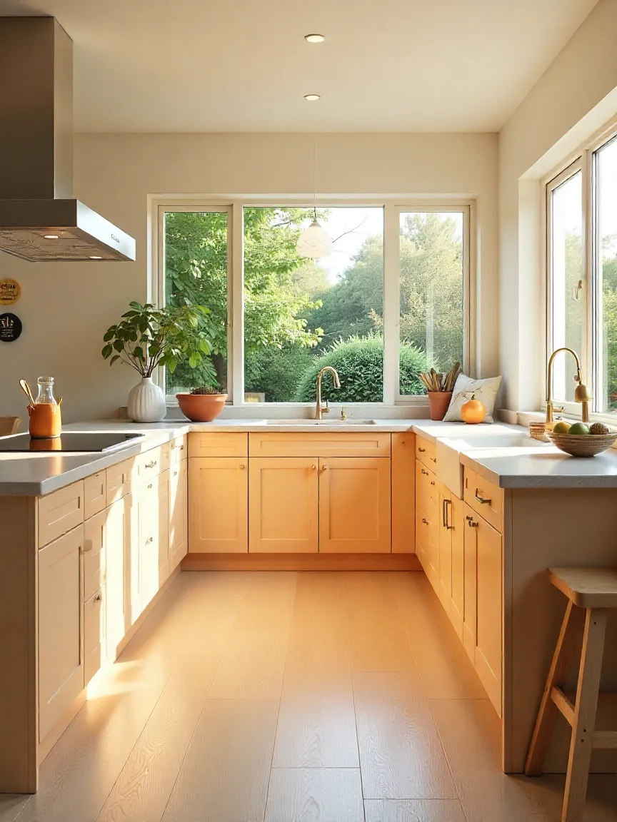 Modern dream kitchen with stylish countertops, large island, and cozy seating in a bright, inviting space.