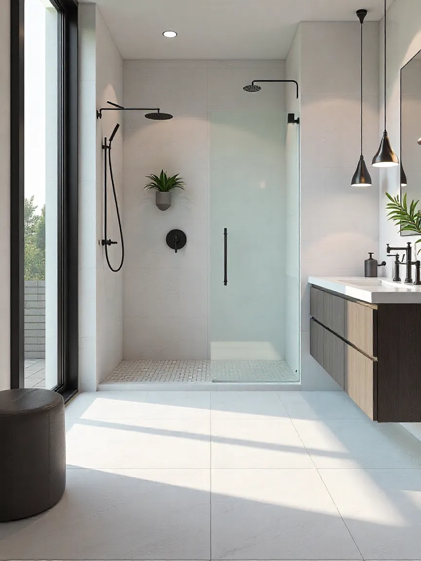 Bathroom, kitchen, and outdoor patio featuring functional tile designs for durability and beauty.