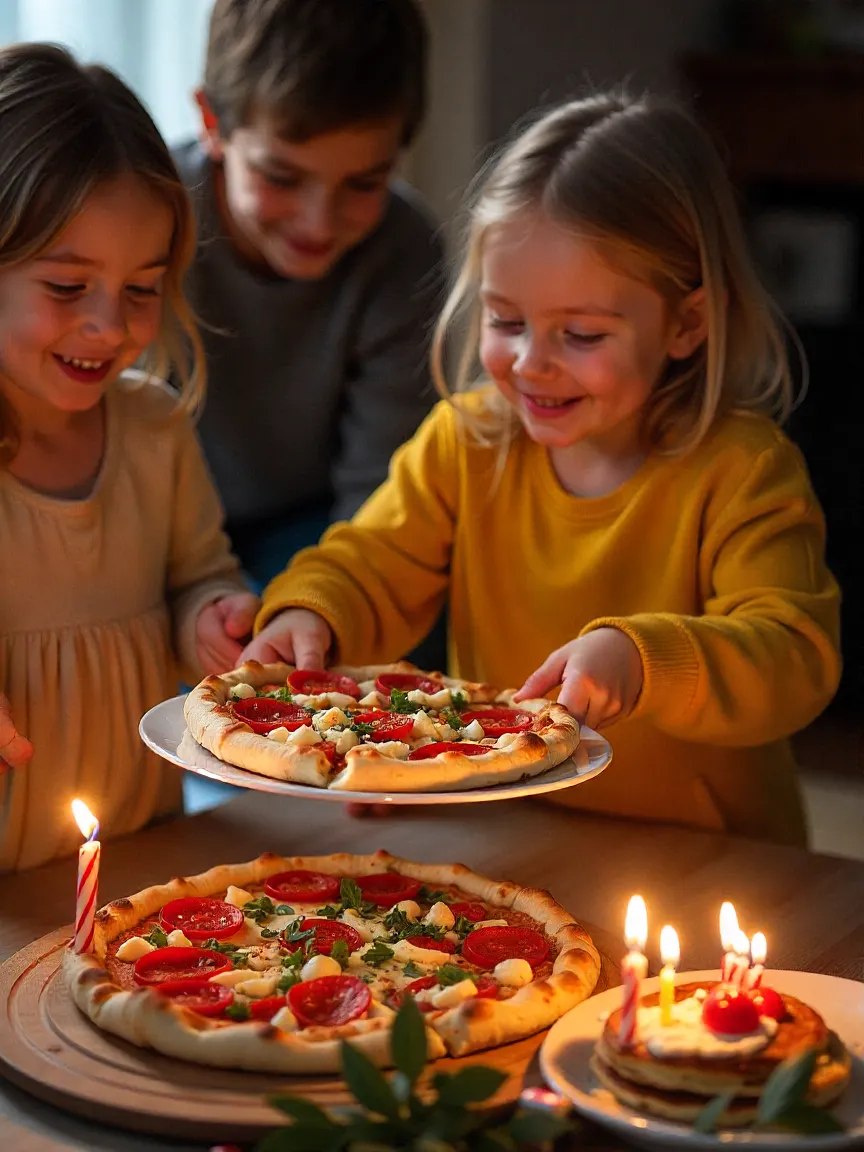 Collage of joyful family traditions around the dining table.