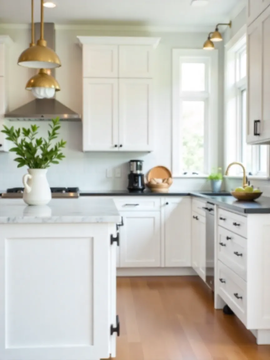 Modern kitchen with white cabinets and new matte black hardware, showing an easy and affordable upgrade for a fresh, stylish look.