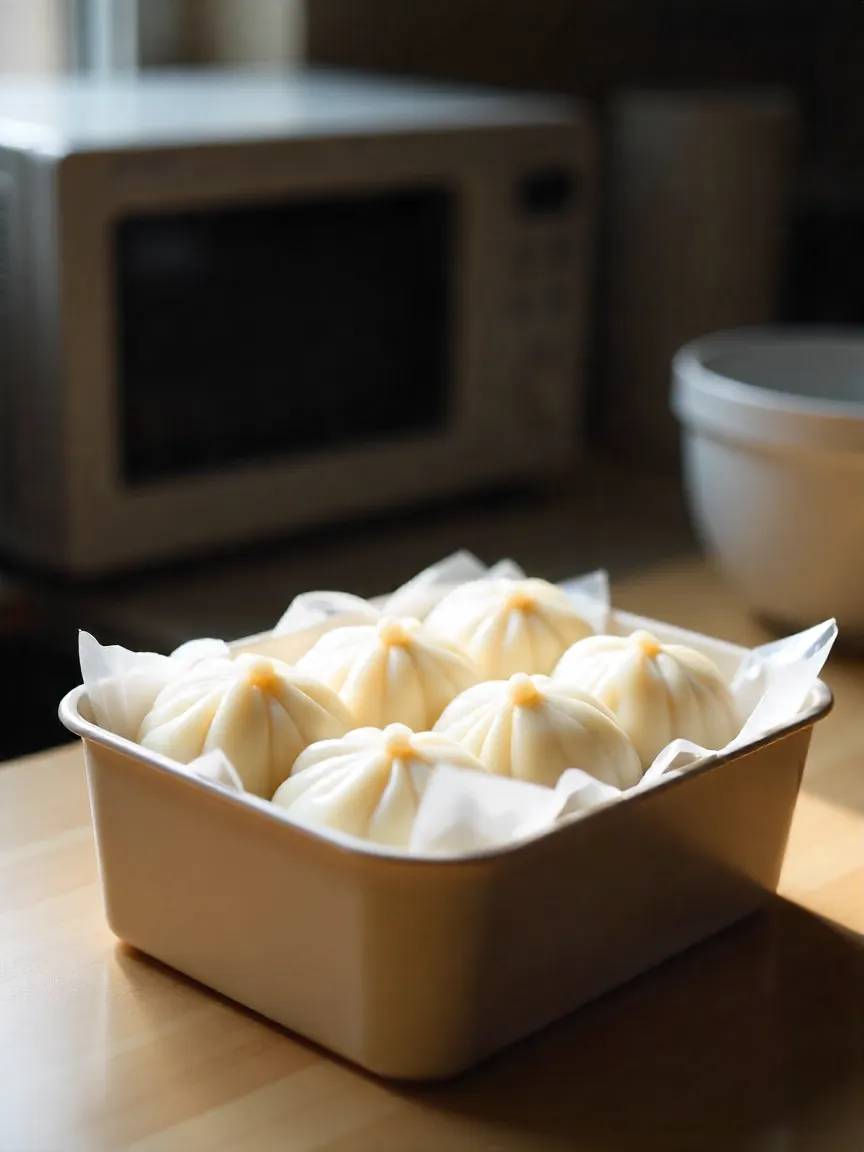 Illustration of mochi wrapped in plastic for storage, microwave reheating, and frozen mochi ice cream in containers