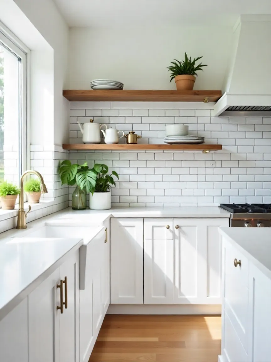 Modern kitchen with a white subway tile backsplash and dark grout, paired with shaker cabinets and quartz countertops for a timeless design.