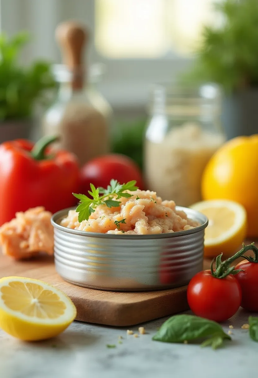 Canned tuna with fresh vegetables and herbs, showcasing quick, nutritious, and versatile meal prep ideas.