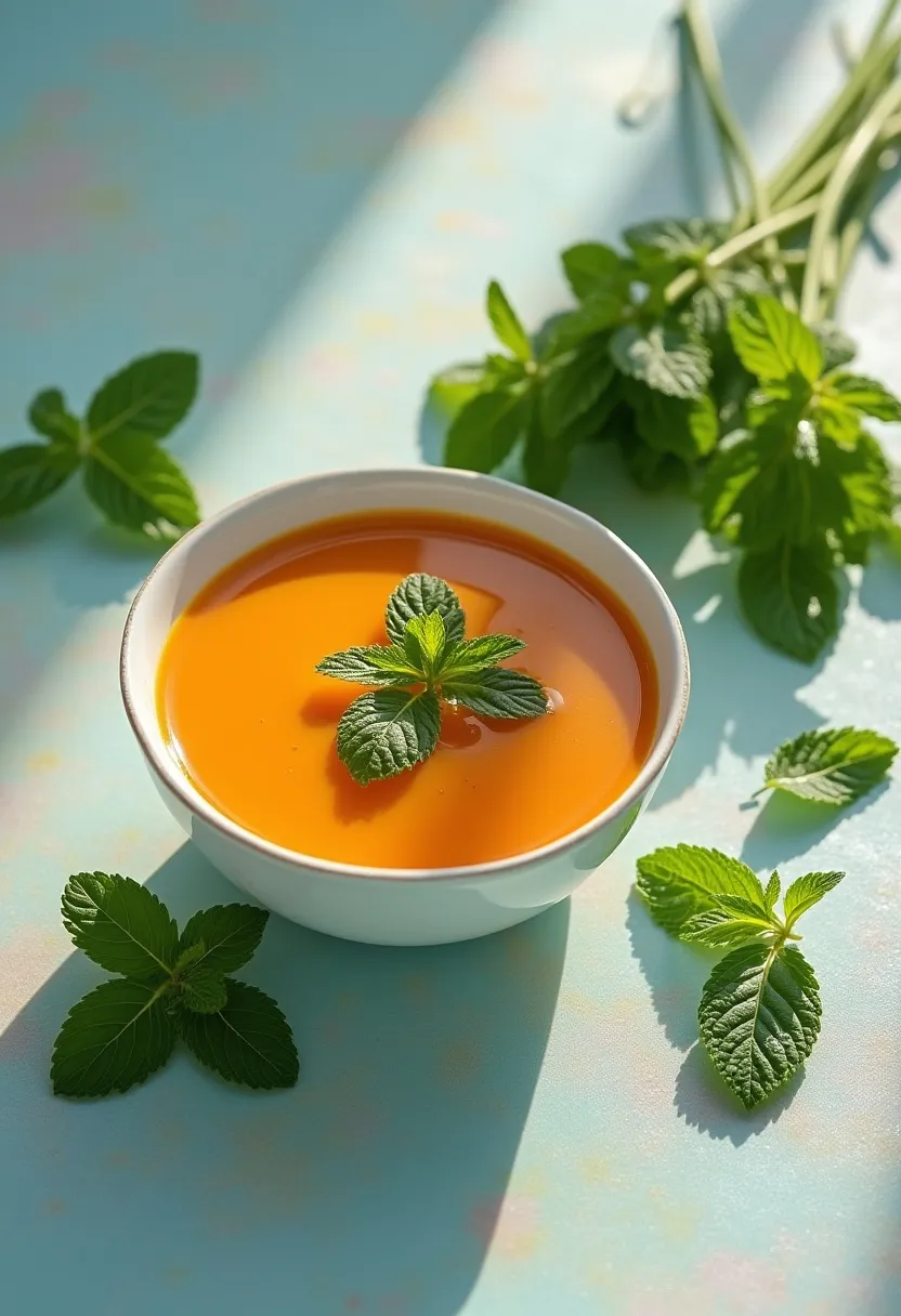 Fresh green mint leaves on a wooden surface.