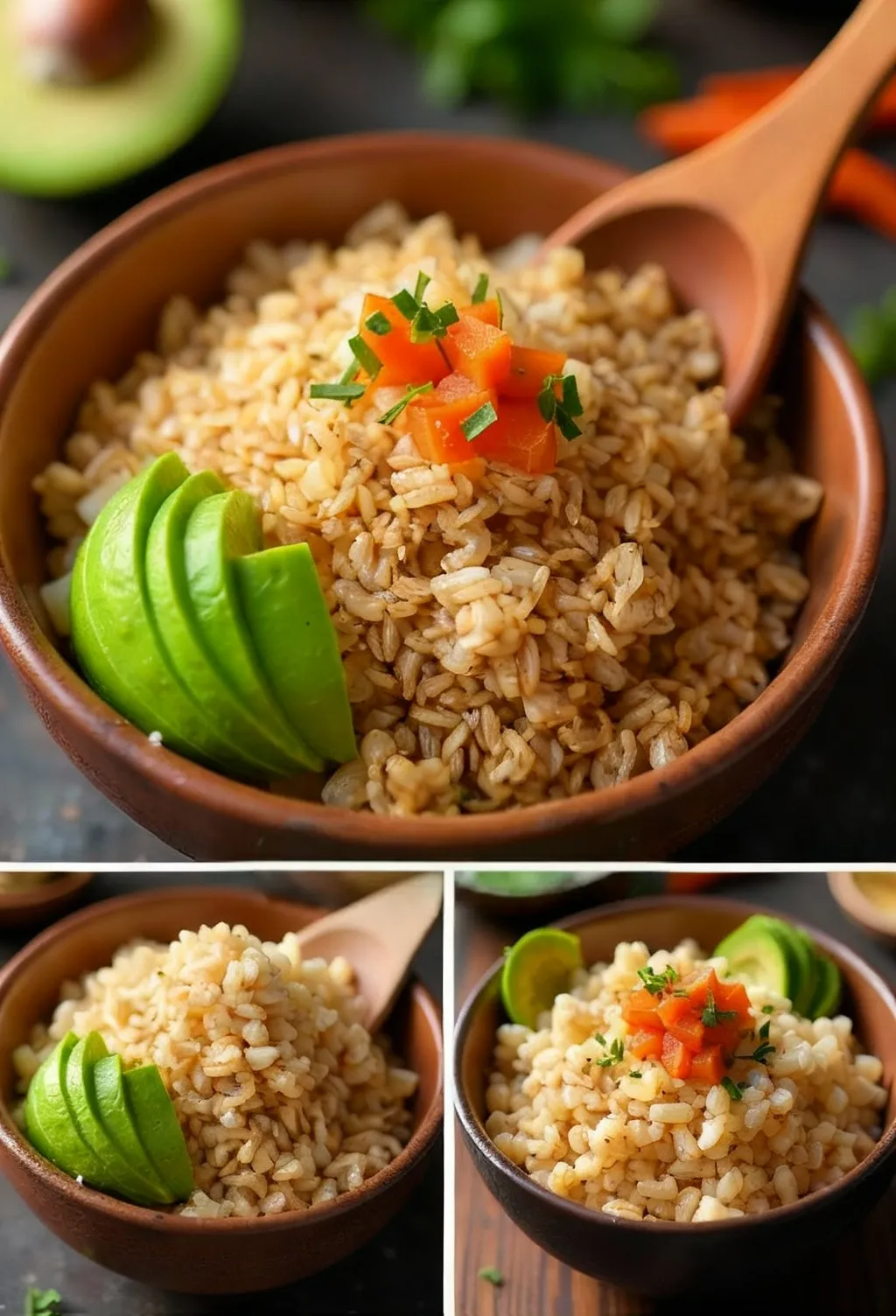 Spicy chicken on seasoned sushi rice in a colorful bowl.