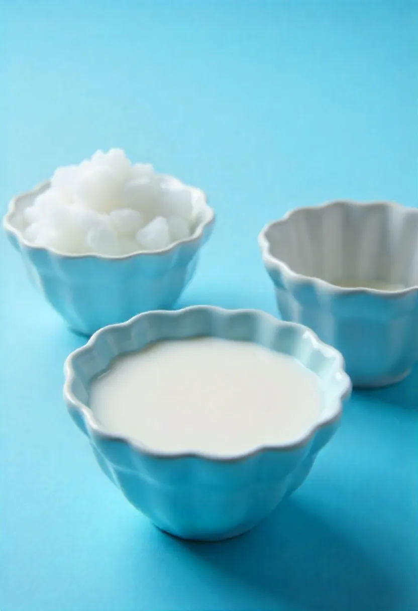 Comparison of frozen milk, evaporated milk, and gooey condensed milk to show how sugar keeps ice crystals small.