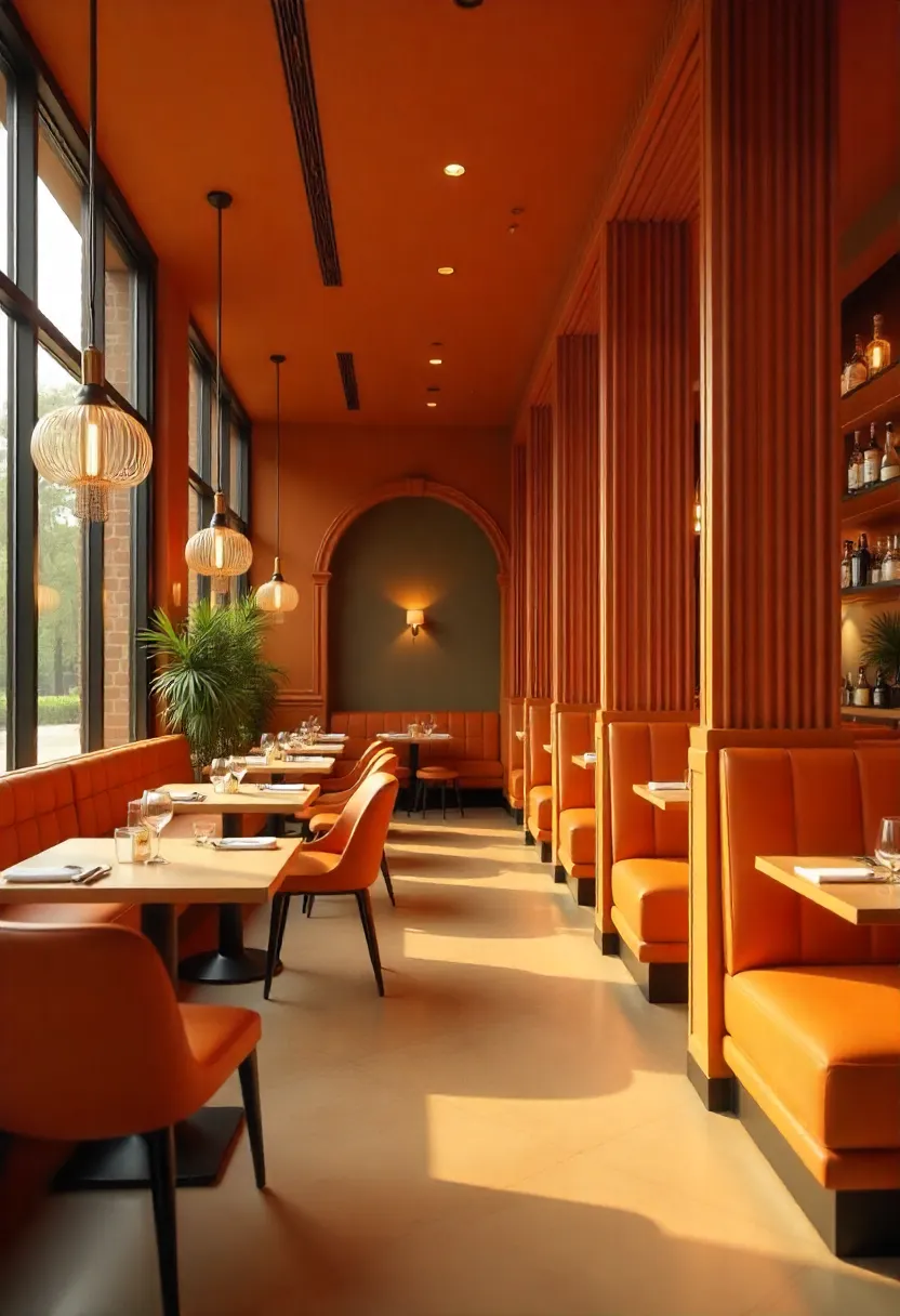 Restaurant interior with modular seating and movable partitions, showcasing a flexible dining layout.