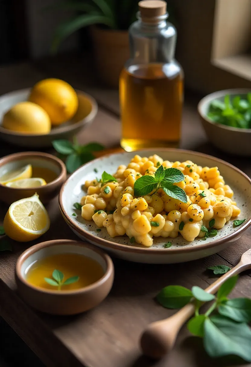 Lemon, honey, olive oil, vinegar, and herbs displayed as flavor boosters beyond salt.