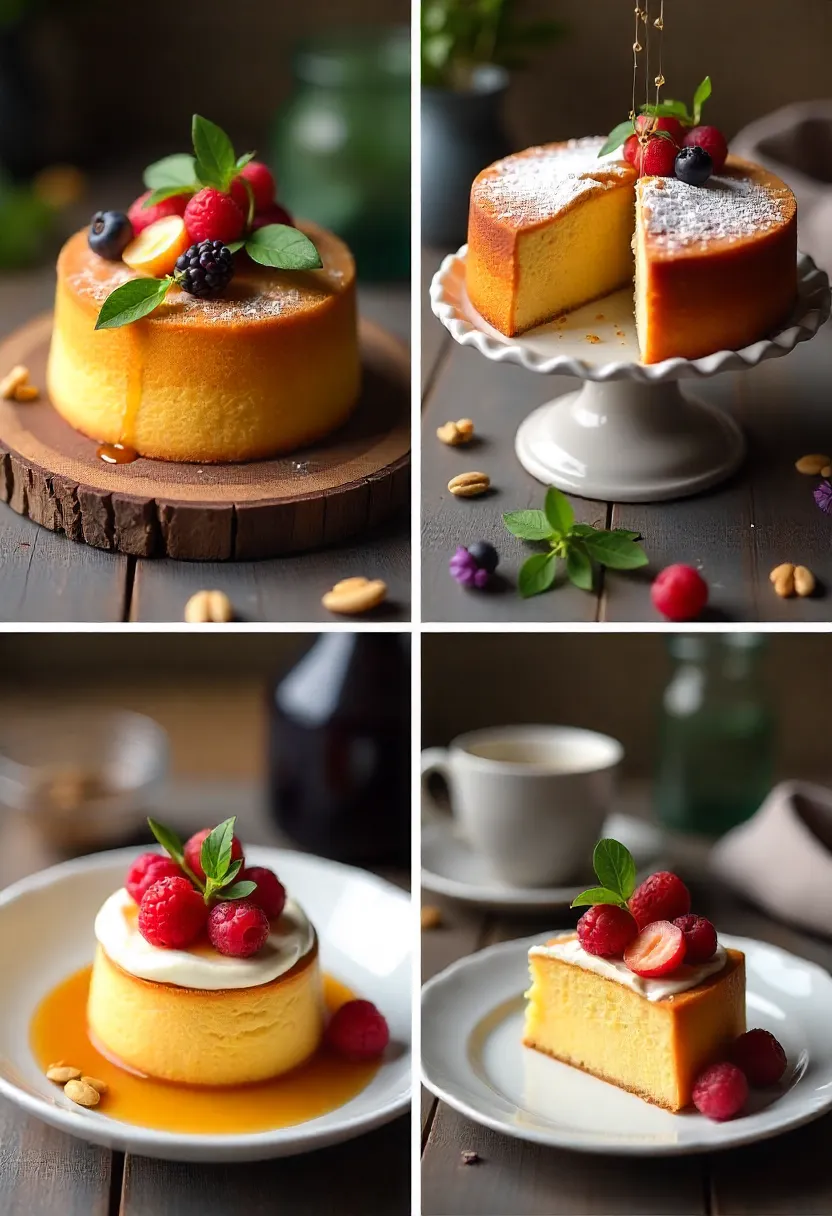 Honey cake served with honey drizzle, nuts, fruits, and tea or coffee, beautifully styled for cozy home presentation.