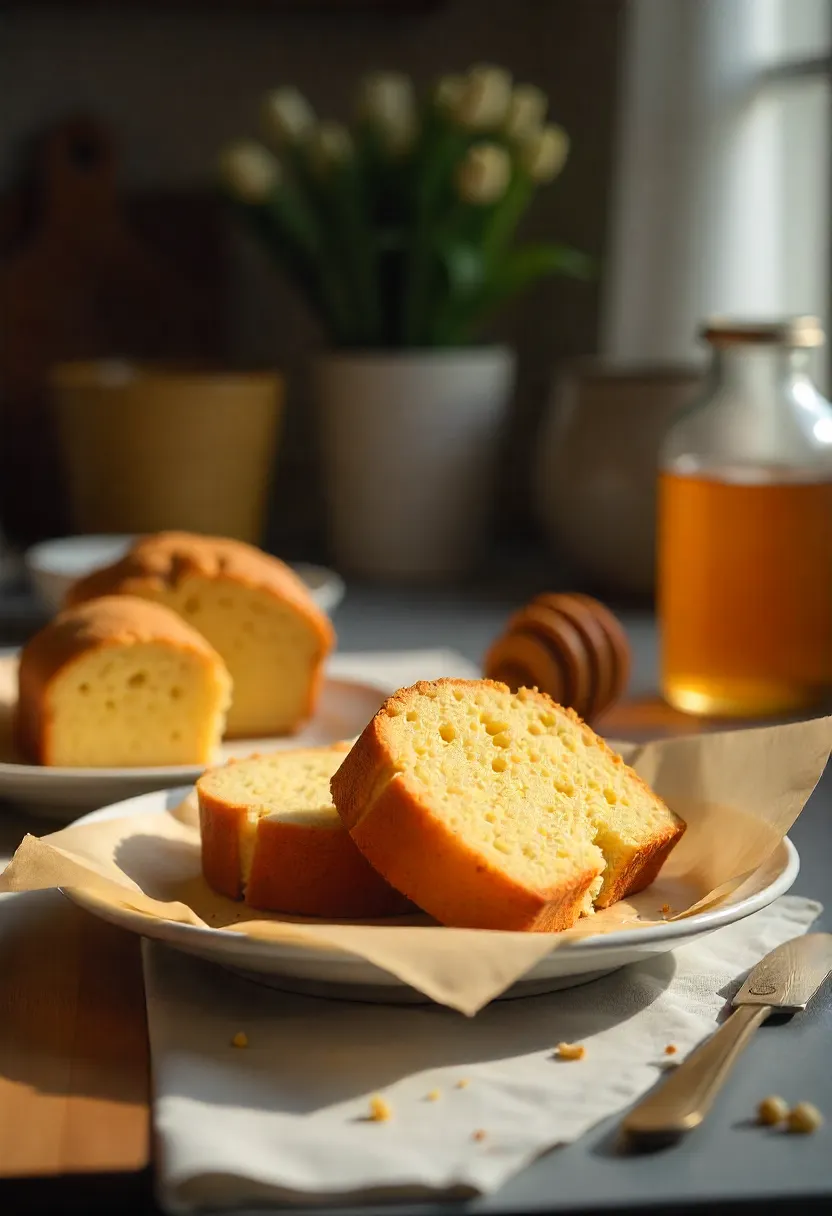 Honey cake slices stored and wrapped for make-ahead baking, with tips for brushing honey and adding nuts.