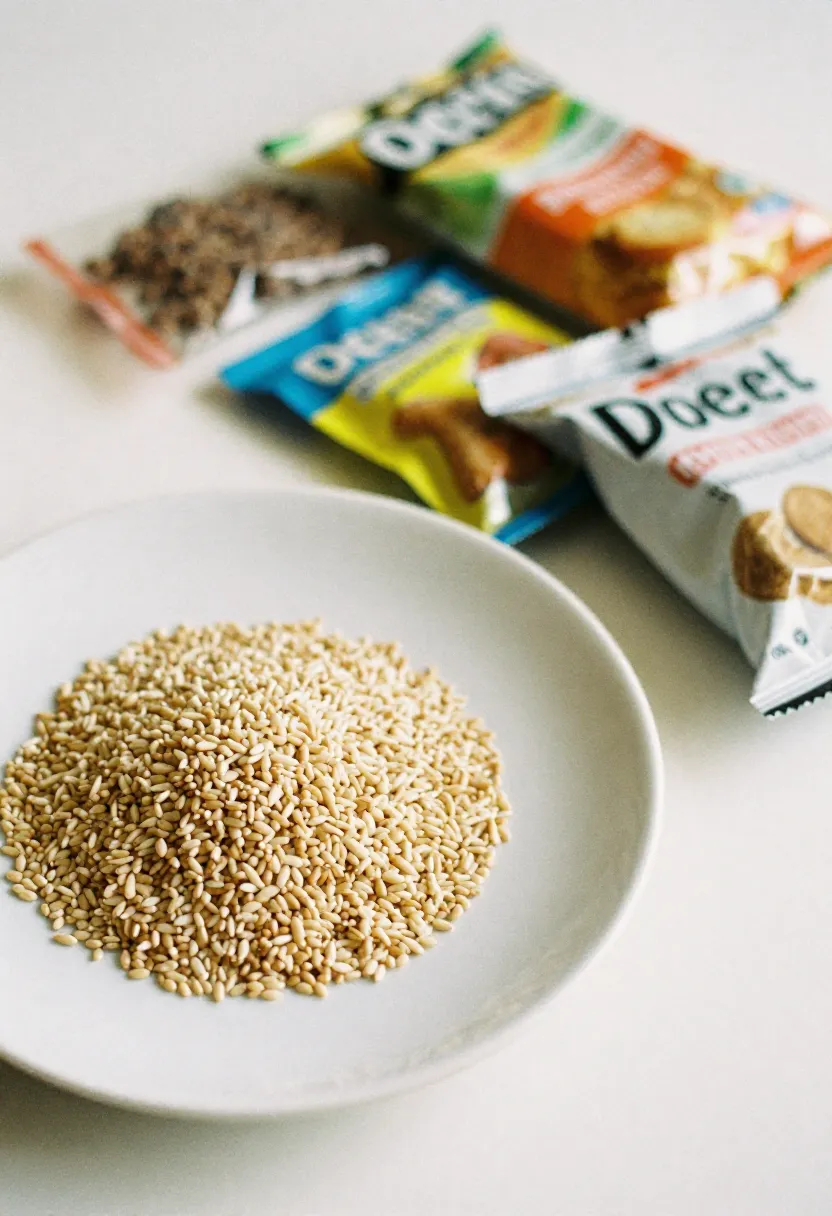 A simple balanced plate beside blurred diet-trend items, symbolizing misconceptions about what healthy eating truly is.