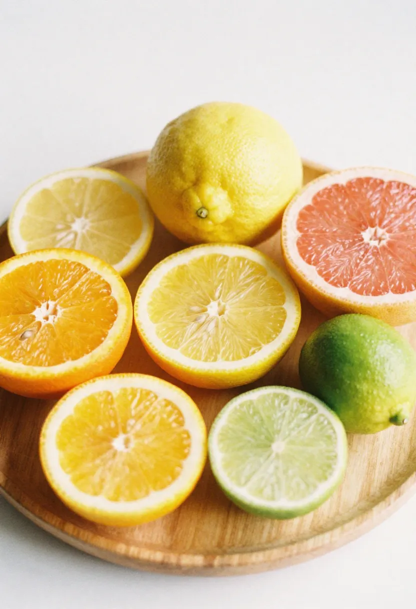 Assorted sliced citrus fruits arranged in soft warm light to represent vitamin C and immune support.