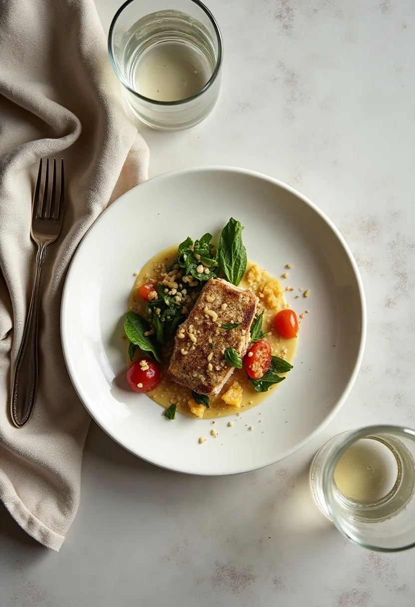 Small plate with a modest, balanced portion of food, symbolizing portion control and using smaller plates.