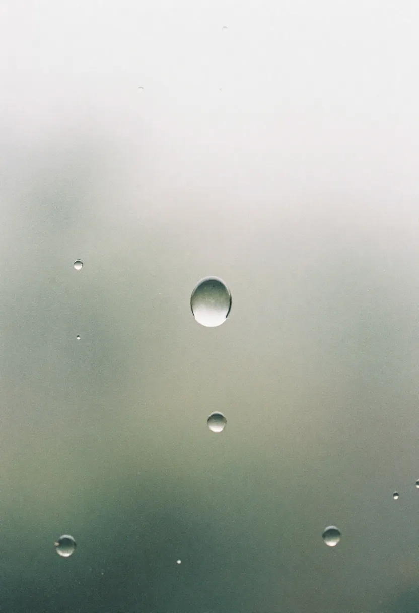 Close-up of evaporating water droplets on a smooth surface in soft natural light, representing how dehydration develops in the body.