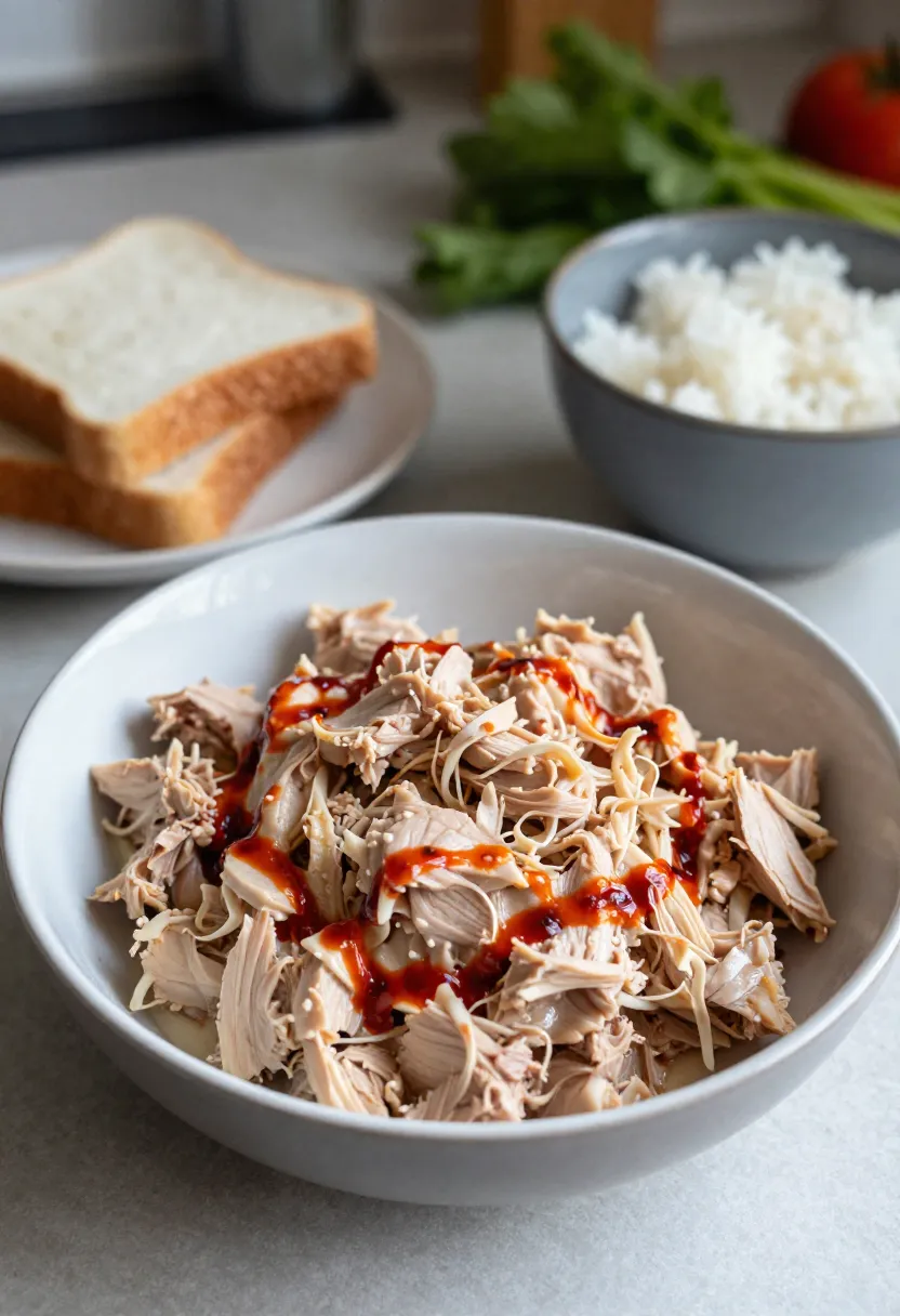 Spicy tuna salad served as a simple homemade meal on a kitchen table
