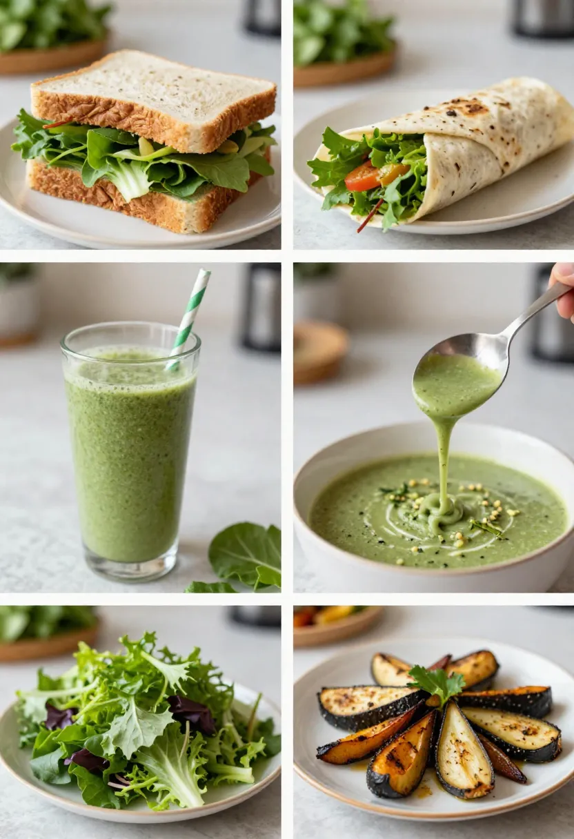 Collage showing proper and improper storage of salad greens in fridge