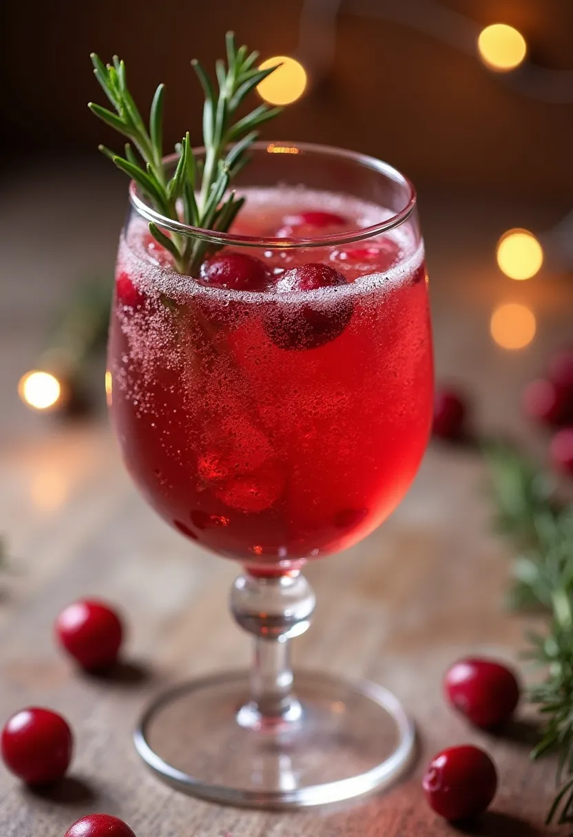Sparkling cranberry and rosemary drink for New Year’s Eve