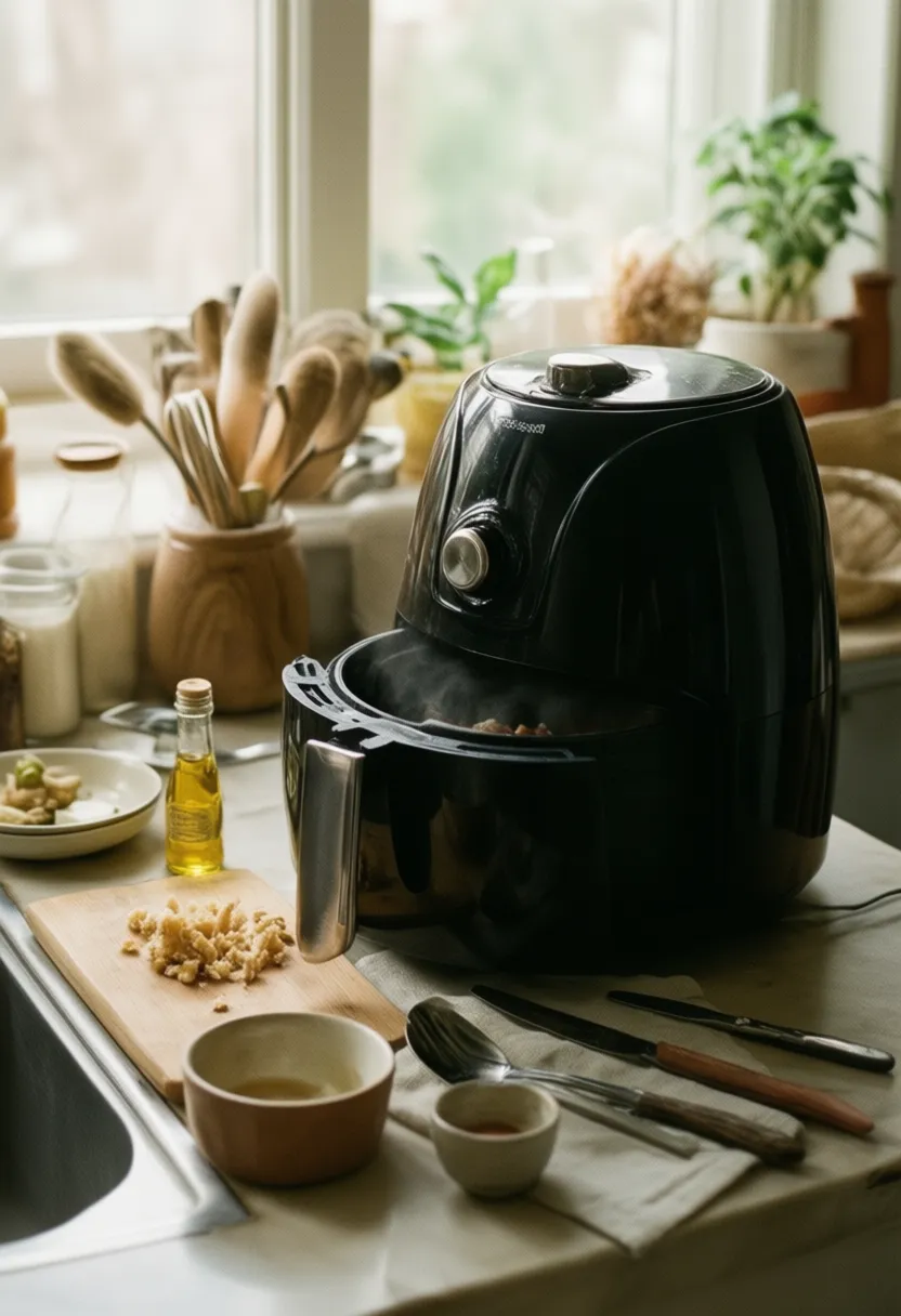 Air fryer on kitchen counter during everyday cooking