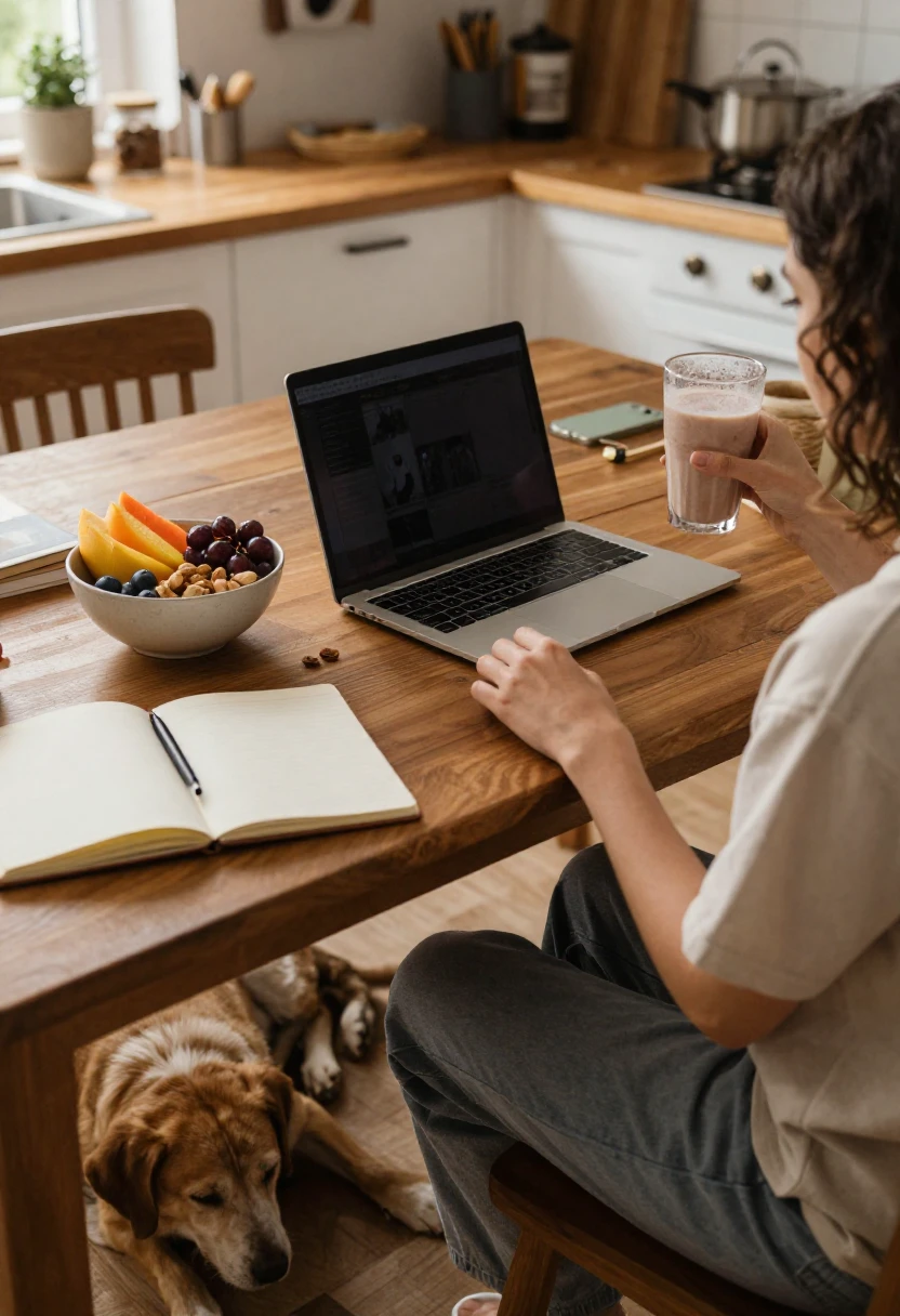 Person enjoying a diet shake as part of a healthy weight management routine
