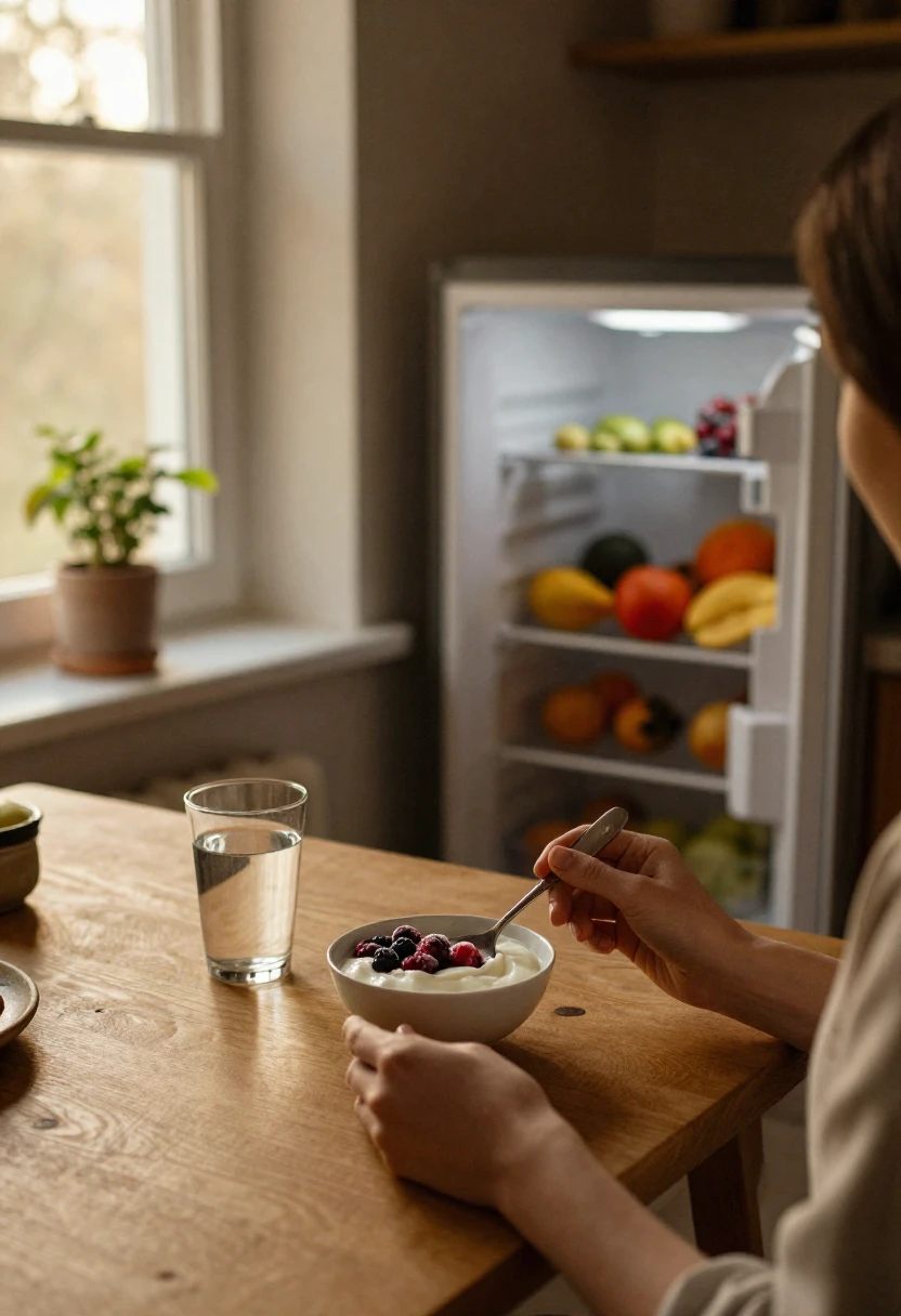 Enjoying frozen berries as part of a healthy daily routine at home