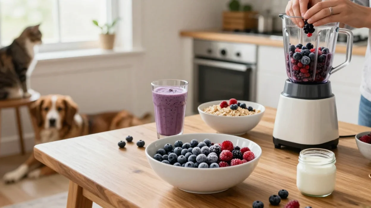 Frozen berries used in smoothies and breakfast for year-round healthy eating