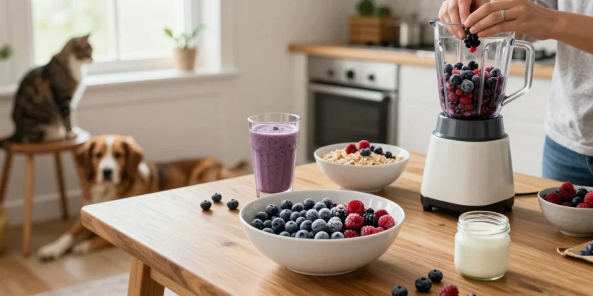 Frozen berries used in smoothies and breakfast for year-round healthy eating
