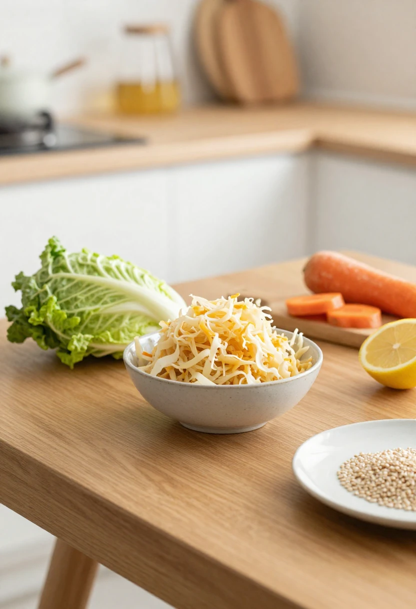 Bowl of sauerkraut with fresh vegetables representing its fiber and vitamin content