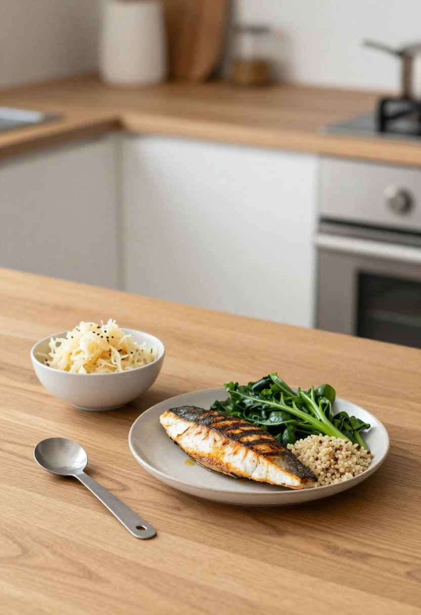 Small bowl of sauerkraut served with a balanced meal illustrating realistic weight loss claims