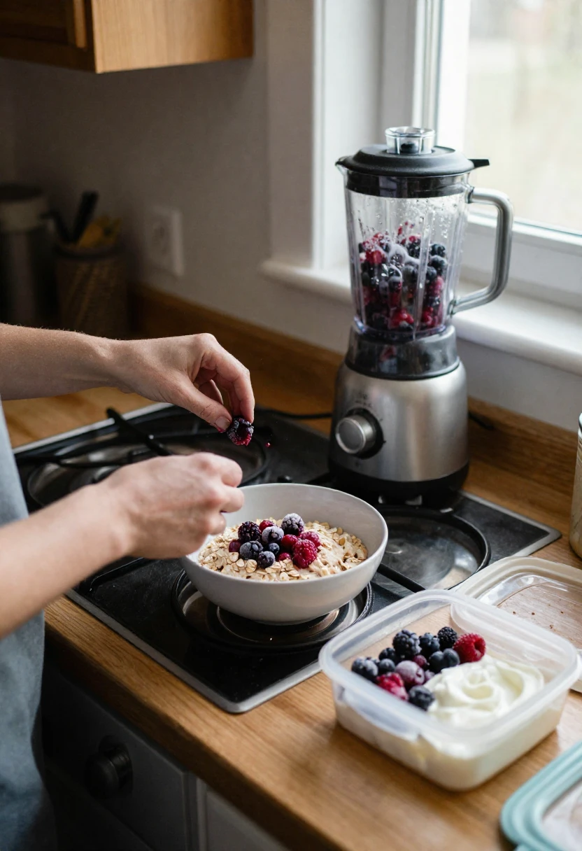 Using frozen berries in oatmeal and smoothies for everyday meals