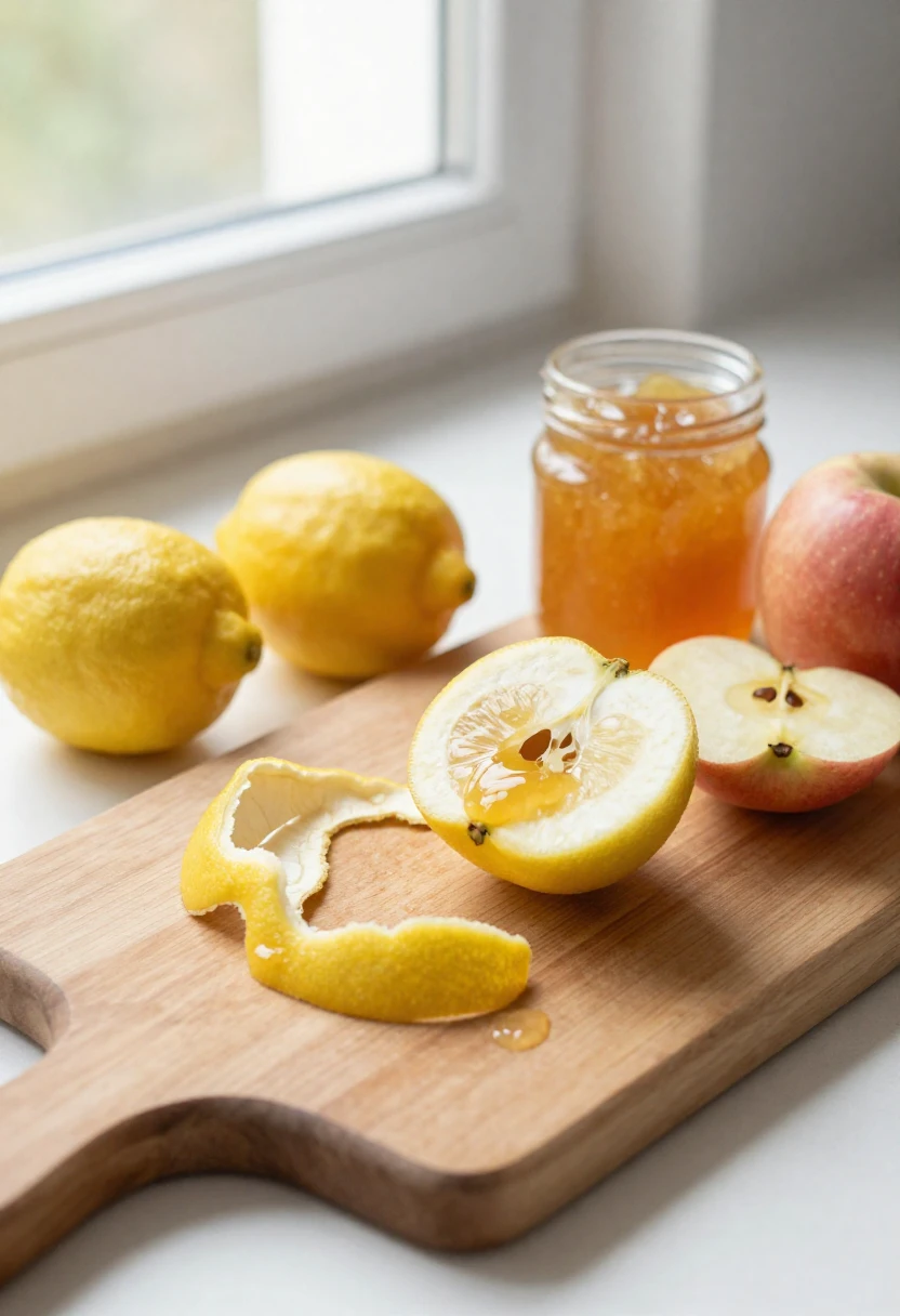 Fresh lemons and apples showing natural sources of pectin in fruit peels