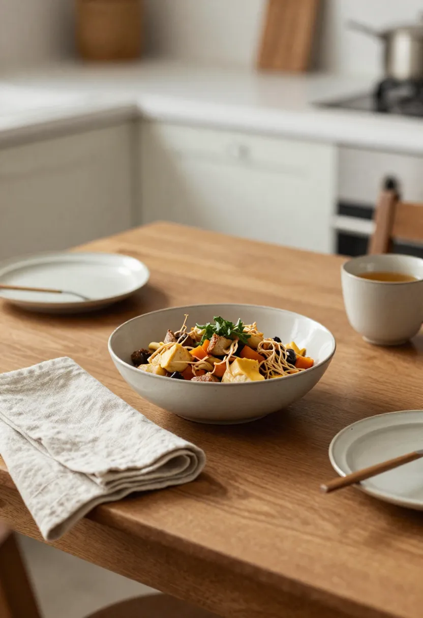 Mindful eating as an act of self-care with a simple nourishing meal