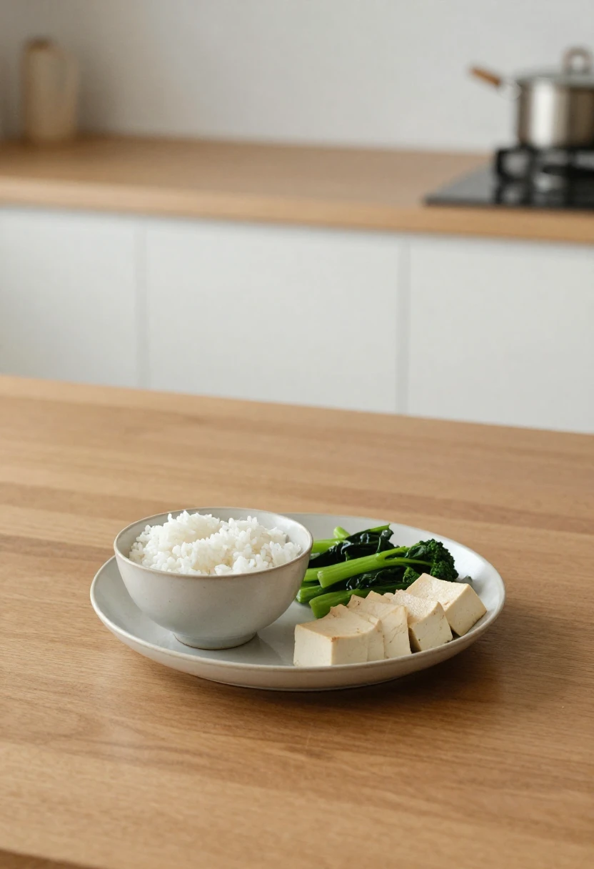 Modest balanced meal illustrating portion awareness and satiety in the Zen Diet