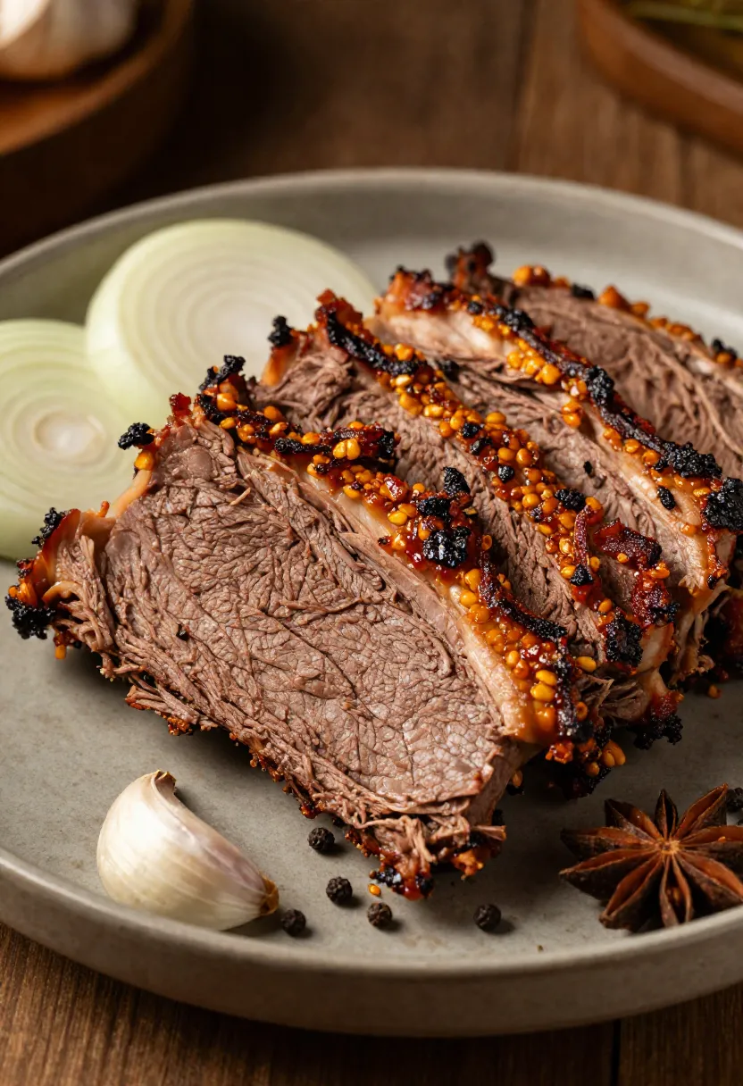 Shredded corned beef with crispy edges and spices