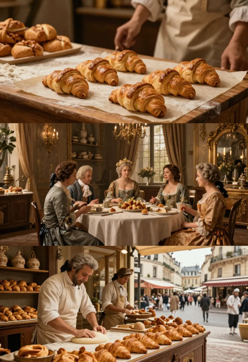 Collage showing pastry traveling from Austria to French bakeries.