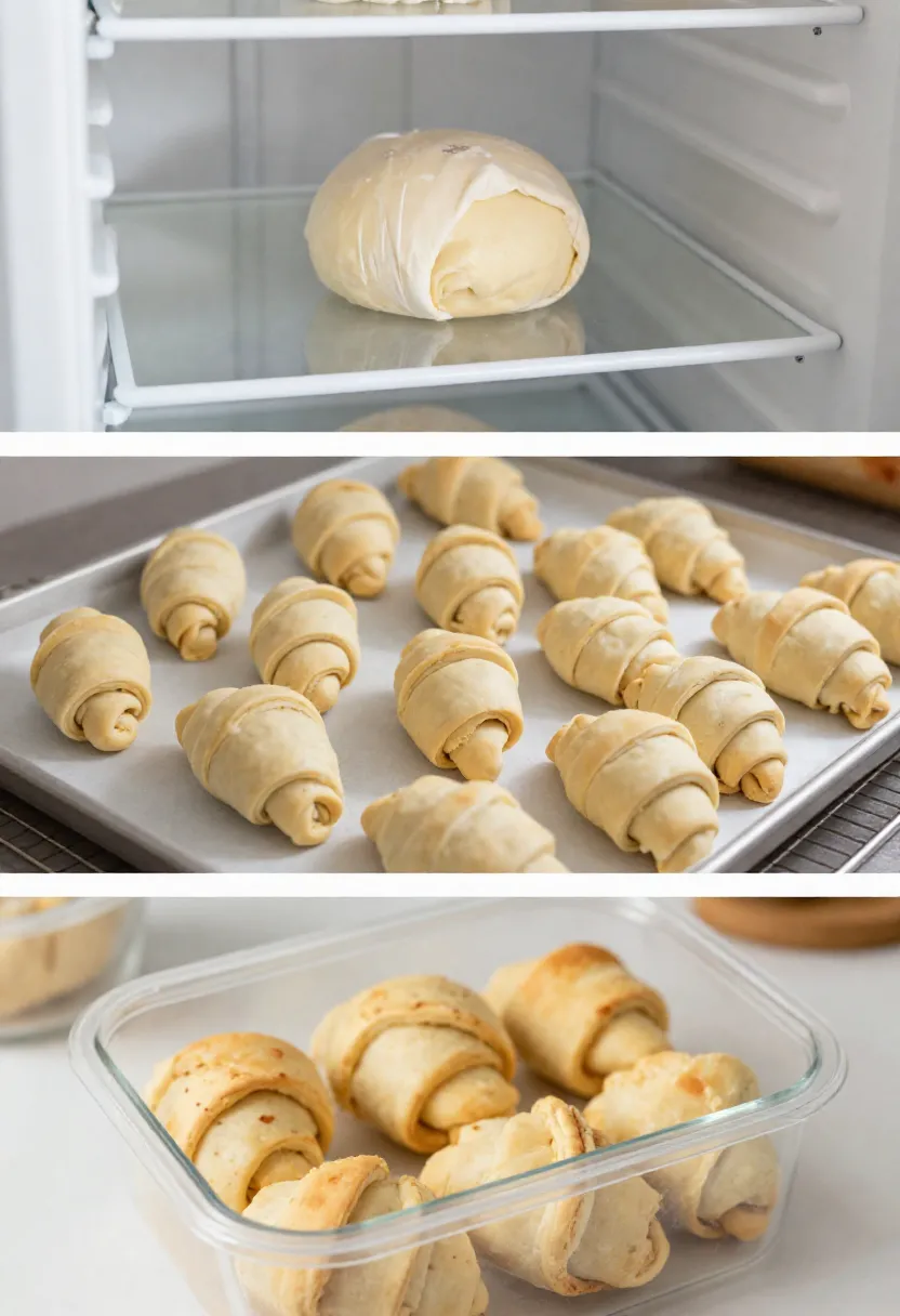 Rugelach dough, freezing, and storage process collage