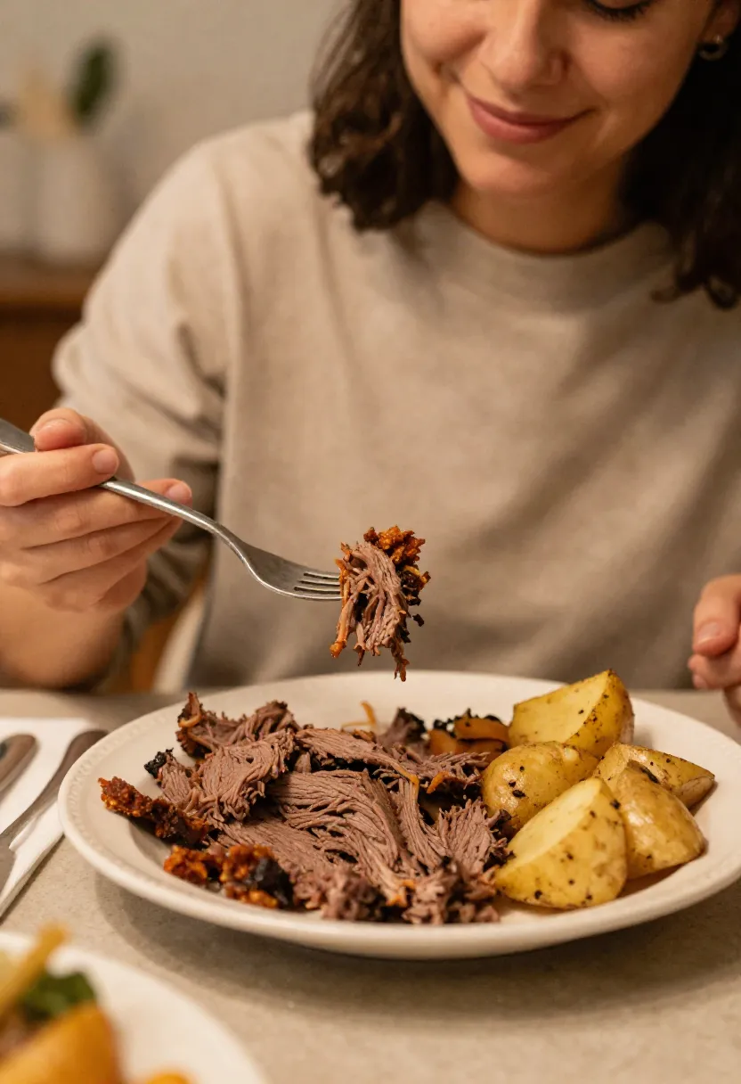 Leftover shredded corned beef stored for quick meals