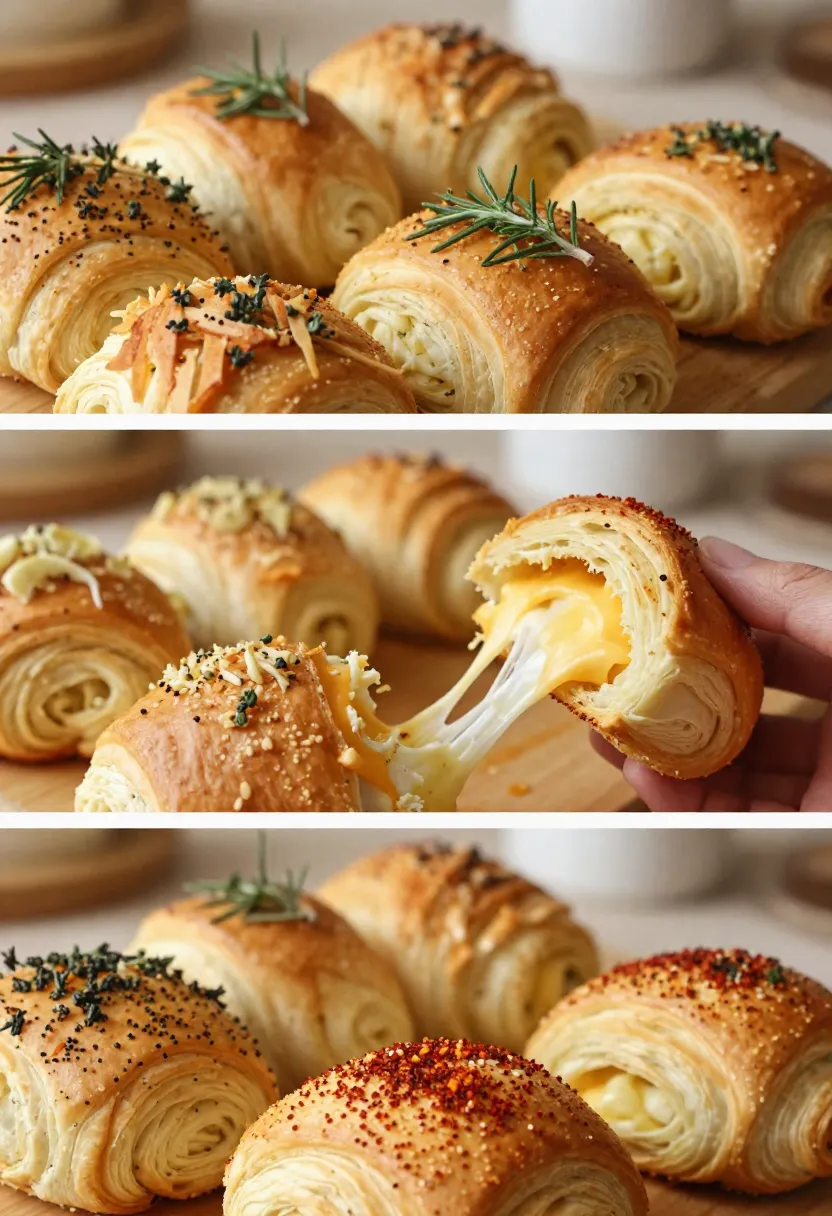 Collage of garlic Parmesan pull-apart rolls with herb, cheese-filled, and seasoned variations.