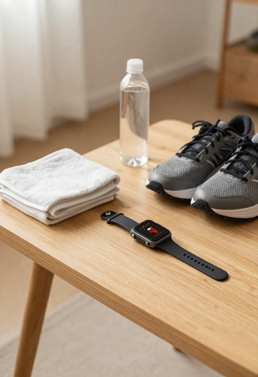 Fitness smartwatch and workout gear representing warning signs during exercise on a restrictive diet.