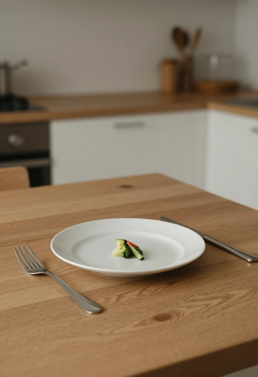 Nearly empty plate symbolizing the dangers of extreme calorie restriction.