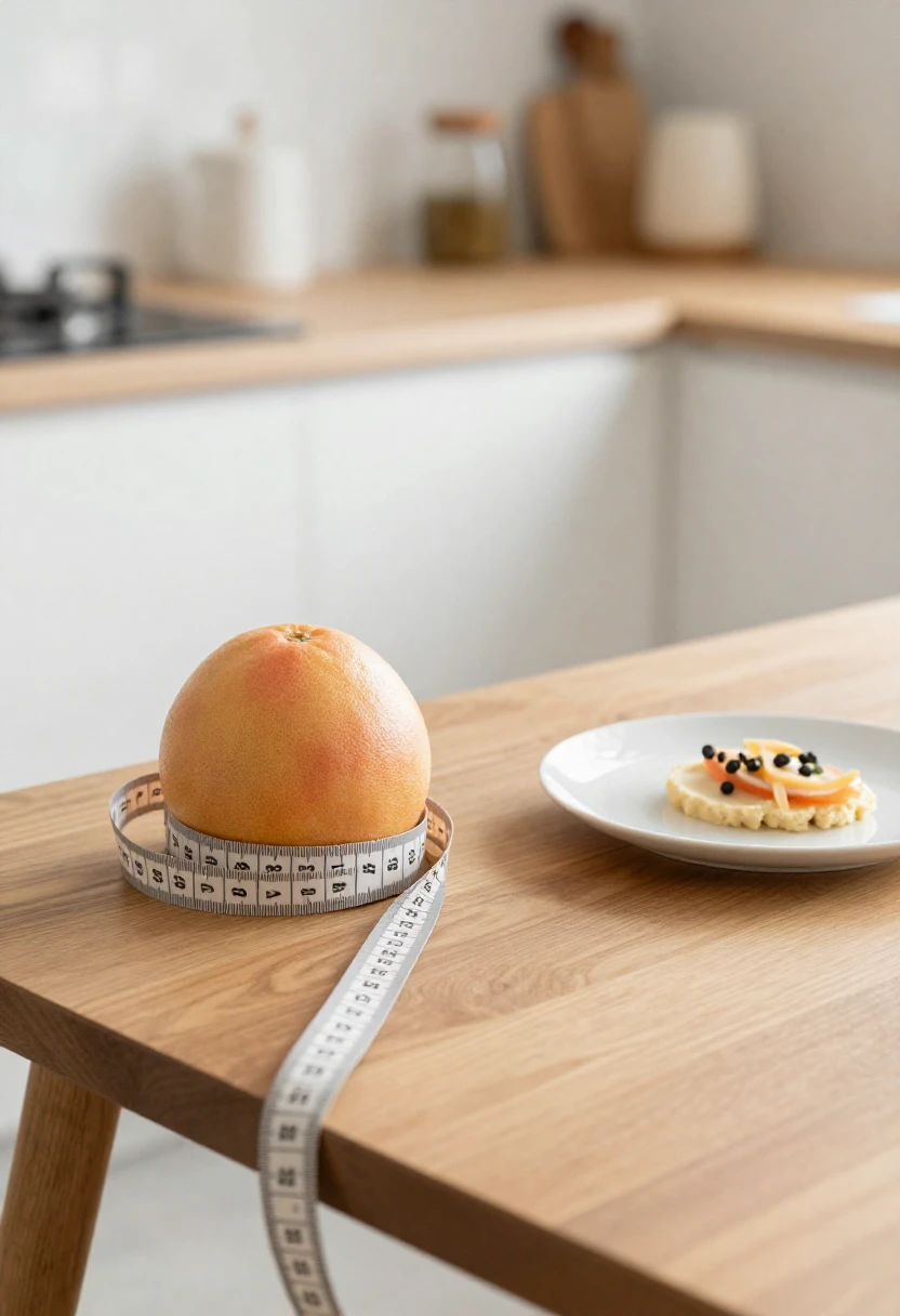 Grapefruit wrapped with measuring tape symbolizing promises of rapid weight loss.
