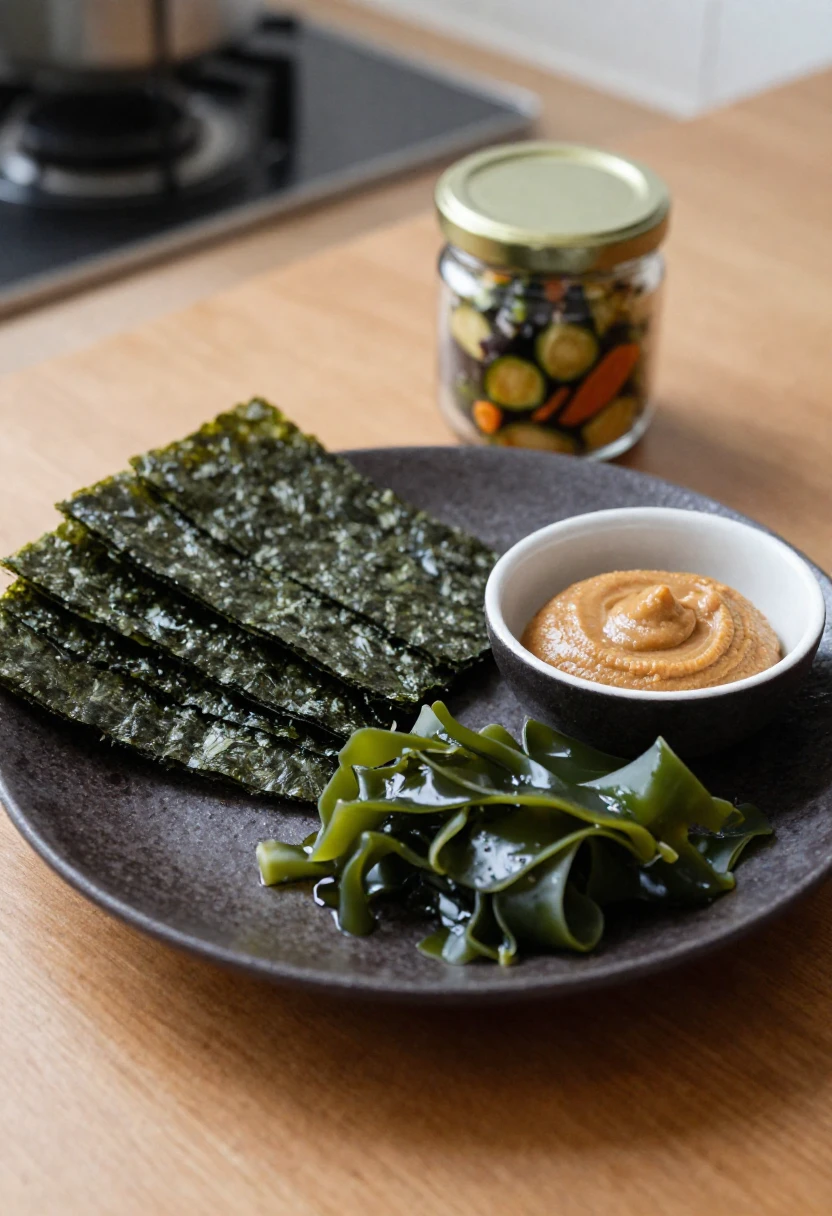 Sea vegetables and fermented foods used in macrobiotic cooking