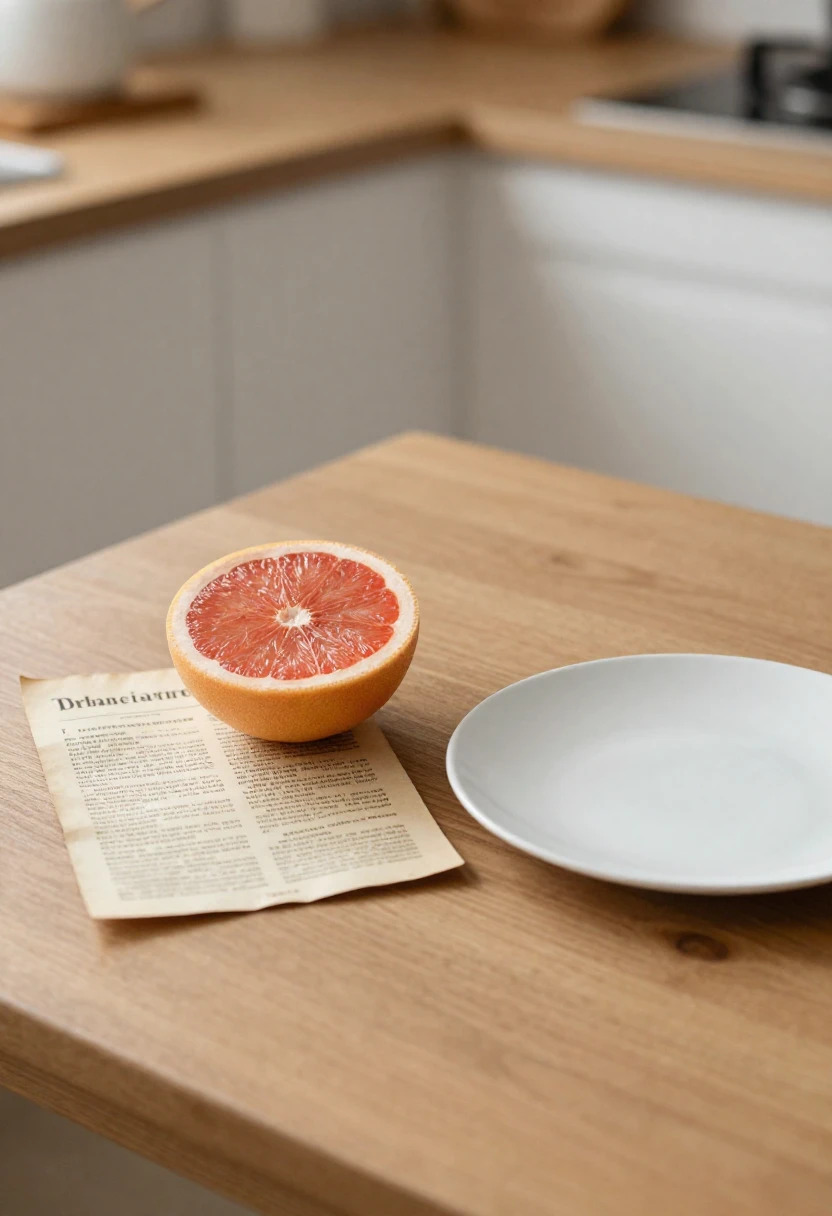 Halved grapefruit on wooden table symbolizing the recurring popularity of the Grapefruit Diet