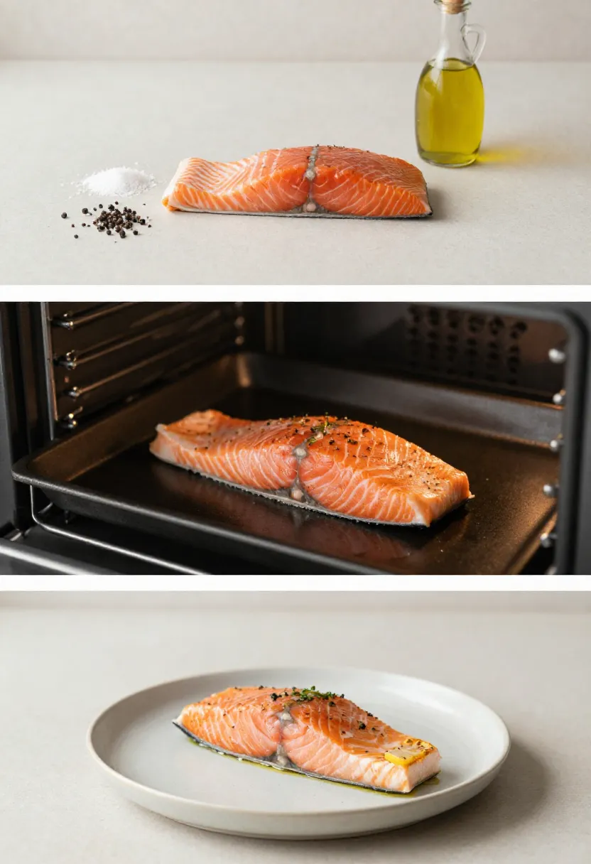 Simple baked salmon with salt, pepper, and olive oil