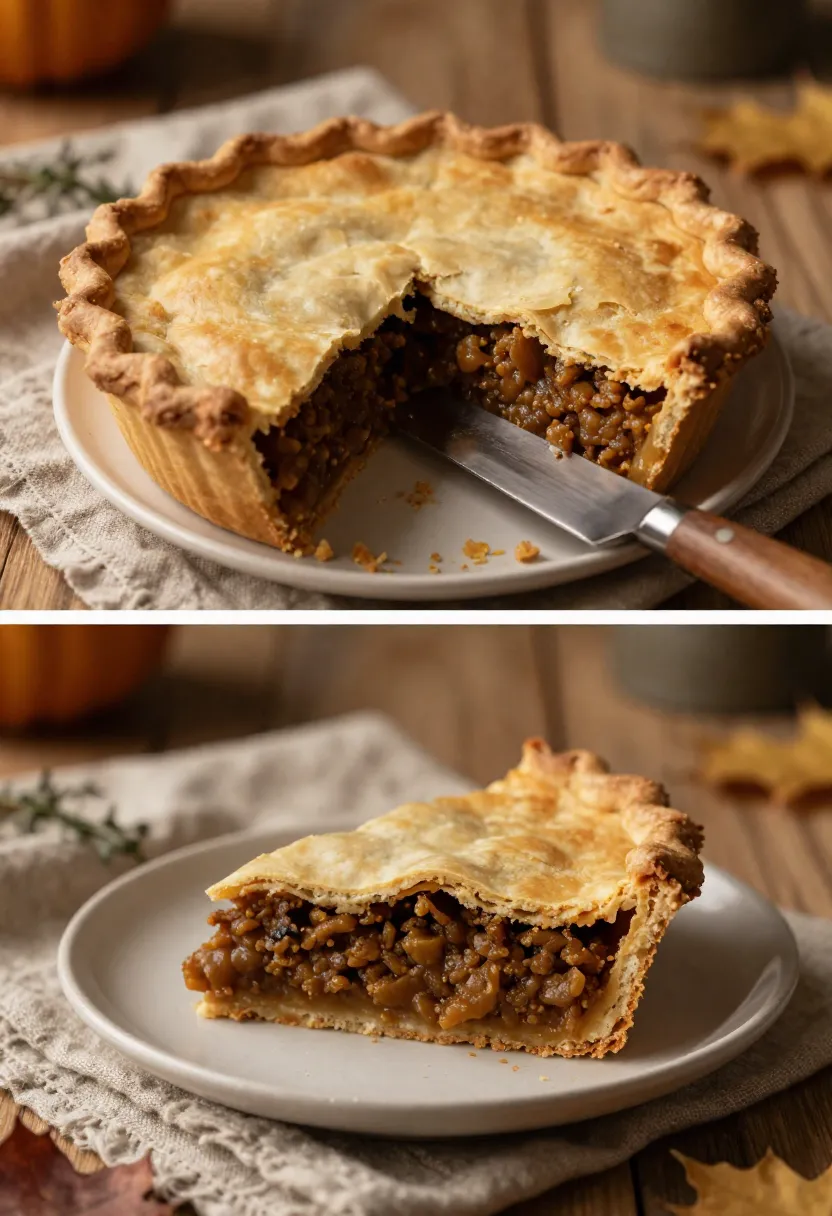 Game pie being sliced with clean layers and structured filling visible