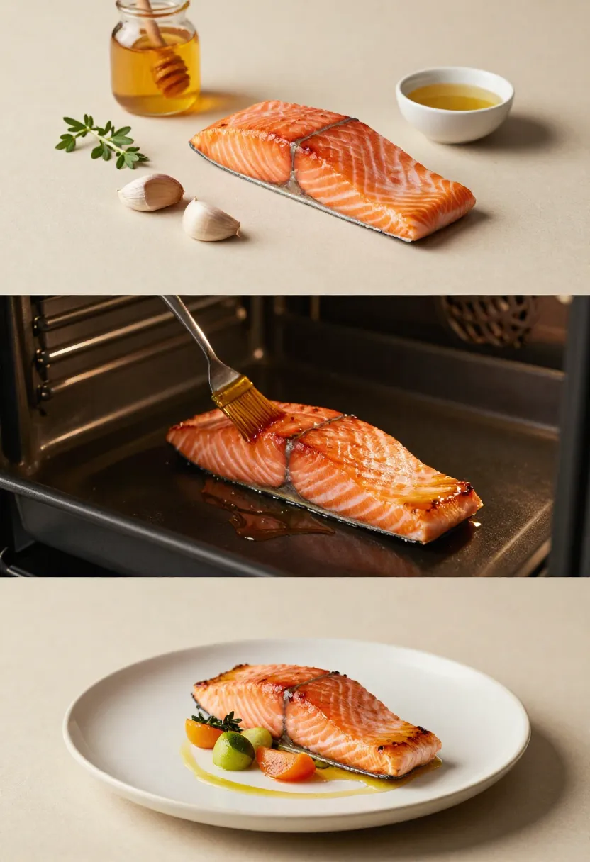 Honey garlic baked salmon with glossy caramelized glaze
