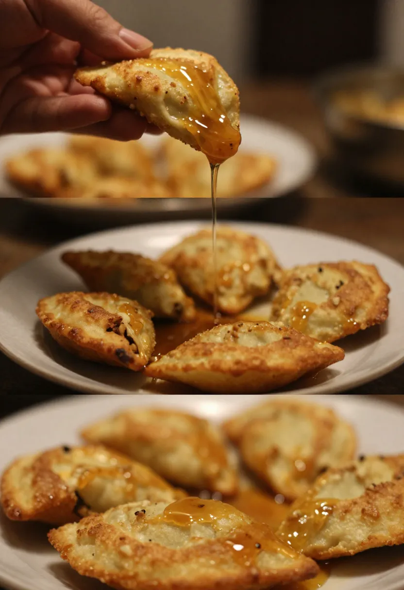 Casual collage of qatayef with different fillings and textures